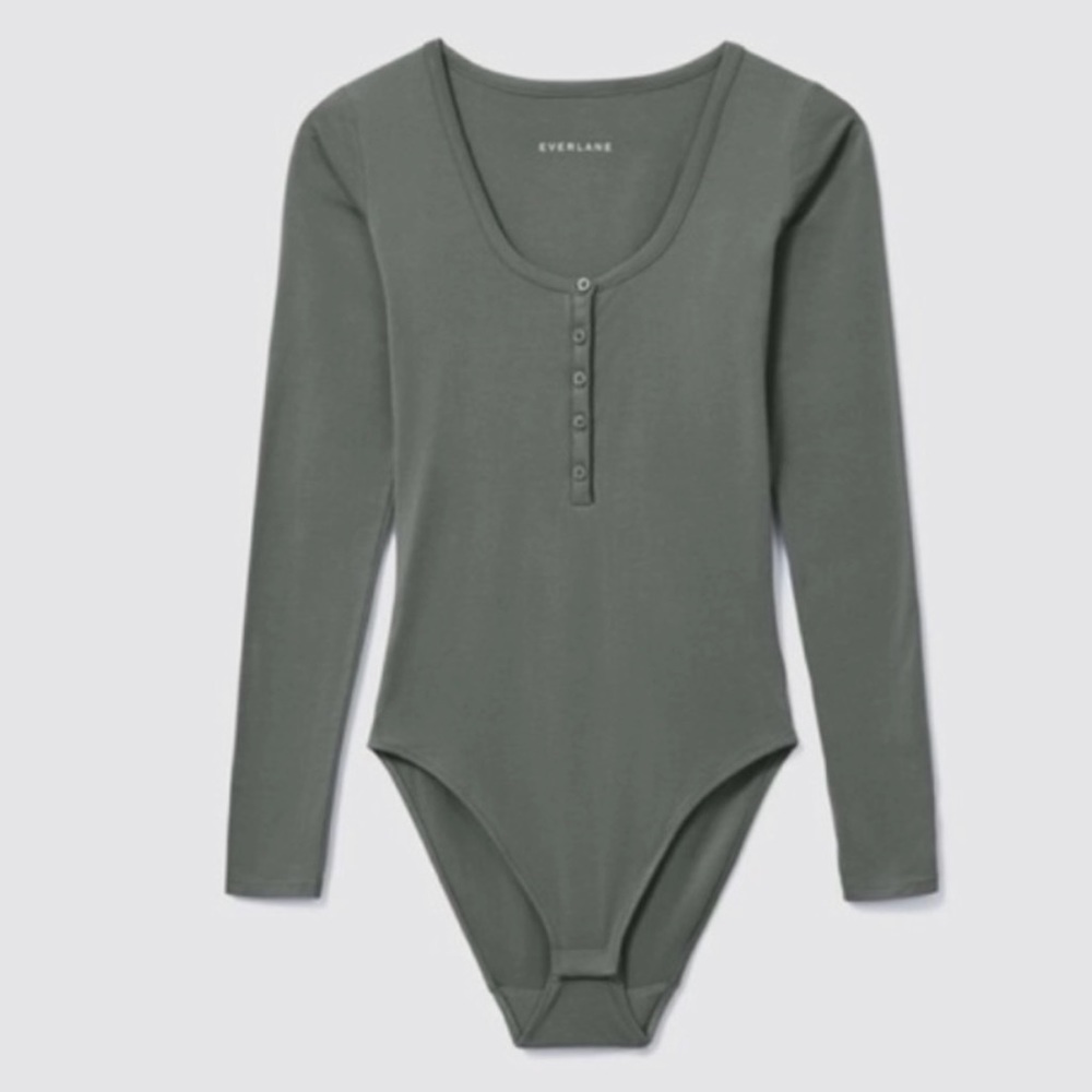 Everlane olive green Henley bodysuit